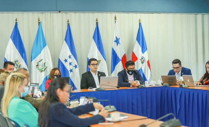 El jueves se desarrolló la primera sesión de la bancada de El Salvador en el Parlamento Centroamericano en donde se formaron las Comisiones Extraordinarias y Especiales, correspondientes al período parlamentario 2021-2026. Foto: Bancada Nuevas Ideas.