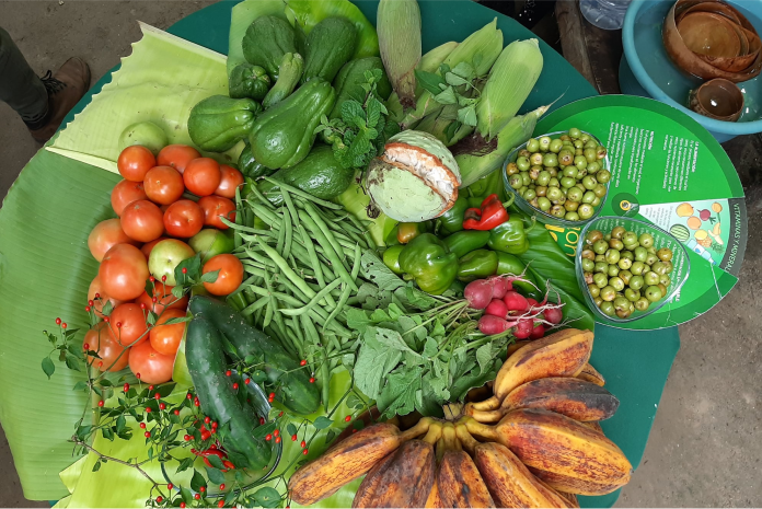 Pequeños productores comercializan frutas y verduras de su cosecha en el Mercado Sagrado Corazón. Foto: YSKL.