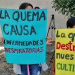 Comunidades piden al Ministerio de Salud prohibir la quema de caña de azúcar, por sus graves efectos a la salud de los habitantes. Foto: YSKL.
