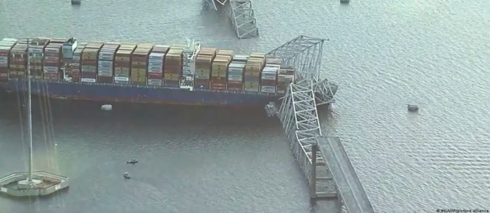 El puente colapsado tras el impacto de un carguero en Baltimore. Foto: Cortesía.