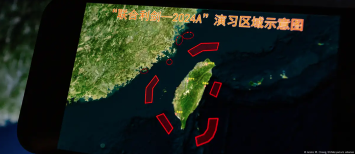 Captura de pantalla 2024-07-11 a la(s) 13.09.32 Simulacro del Ejército de China alrededor de Taiwán, tras la toma de posesión del presidente taiwanés, en mayo. Foto: Cortesía.