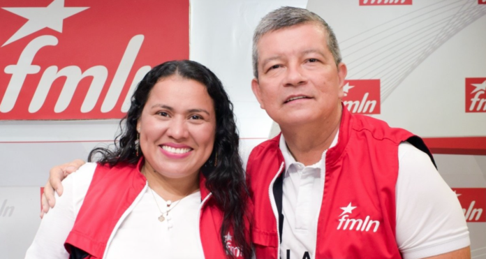 Marleni Funes y Manuel Flores son electos secretario general y secretaria adjunta del FMLN, respectivamente. Foto: Cortesía.