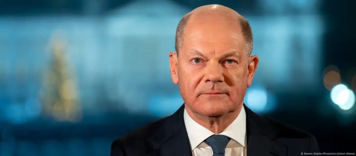 Olaf Scholz durante su discurso a los alemanes el 31 de diciembre de 2024. Foto: Cortesía.