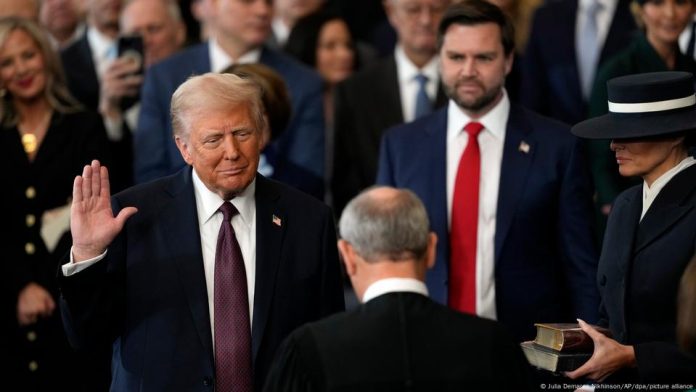 Donald Trump, durante su ceremonia de toma de posesión.