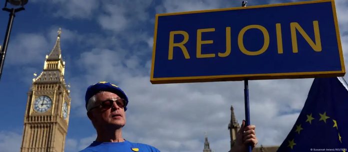 Manifestante expresa su apoyo a la reincorporación a la Unión Europea frente al Parlamento en Londres (imagen de archivo) Foto: Cortesía.