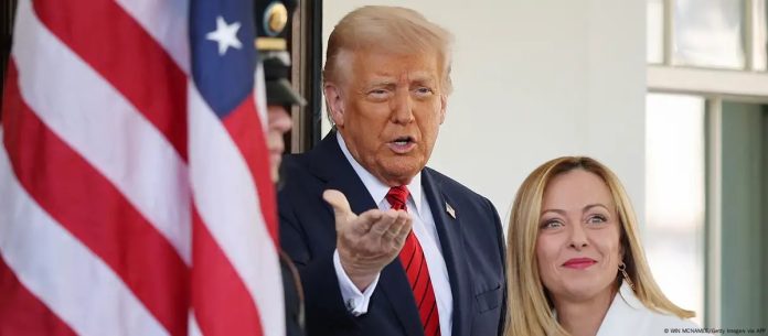 "Estoy segura de que podemos llegar a un acuerdo", dijo la primera ministra italiana Giorgia Meloni al reunirse con Trump en la Casa Blanca (17.04.2025) Foto: Cortesía.