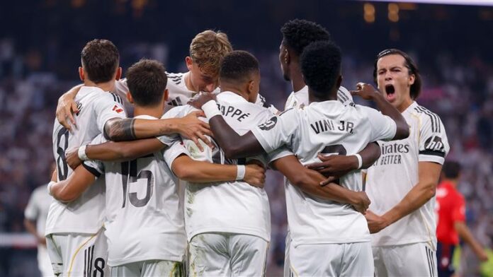 El Real Madrid celebrando el gol que le dio la victoria en la primera fecha. Foto cortesía: Real Madrid.