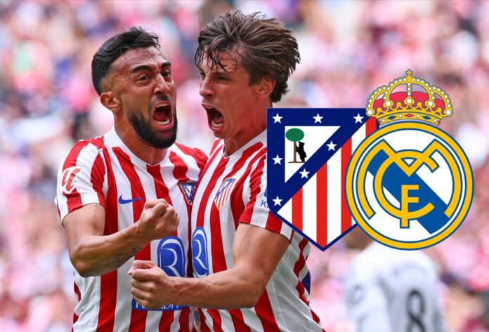 Atlético-Real Madrid Nico González y Le Normand celebran el primer gol. Foto cortesía: Atlético de Madrid.