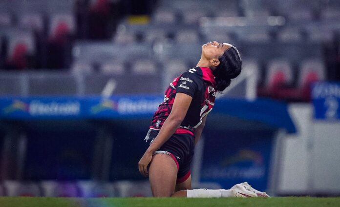 Brenda Cerén La salvadoreña es la máxima goleadora de su equipo en el presente torneo. Foto cortesía: Atlas FC Femenil