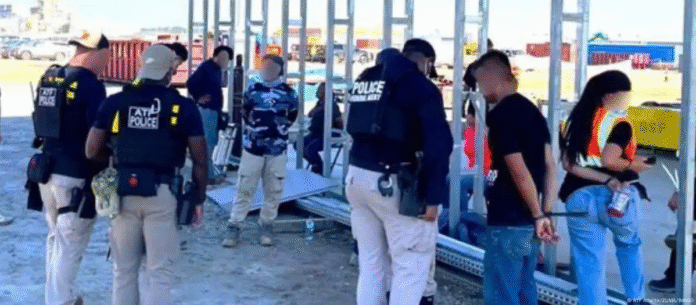 Imagen de la redada en la planta de baterías de Hyundai-LG de Ellabell, en Georgia, Estados Unidos. Imagen de referencia. Foto: Cortesía.