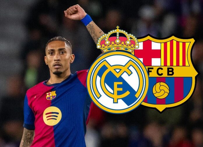 Raphinha Clásico El brasileño no estará disponible ante los 'Merengues'. Foto cortesía: FC Barcelona.