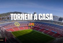 El Barça volverá al Camp Nou La imagen con la que el Barça muestra su regreso al Camp Nou, la traducción es: "volvemos a casa". Foto cortesía: FC Barcelona.
