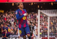 Lamine Yamal anotó su primer gol en el Camp Nou Lamine Yamal abrió el resultado para el Barça. Foto cortesía: FC Barcelona.