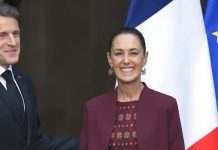 Sheinbaum recibe a Macron en el Palacio Nacional de México