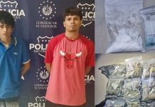 Capturan a dos jóvenes acusados de traficar marihuana y cocaína, en San Miguel