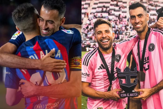 Alba y Busquets Alba y Busquets cerraron su carrera a lo grande. Foto cortesía: FC Barcelona e Inter Miami.