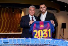 Eric García del Barça renueva hasta 2031 Eric García junto a Joan Laporta, presidente del club. Foto cortesía: FC Barcelona.