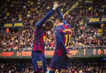 El Barça venció 2-0 al Villarreal y mantiene la distancia con el Madrid Lamine y Raphinha celebrando. Foto cortesía: FC Barcelona.