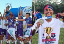 Racing de Gualuca y Vendaval son los campeones de Tercera División Racing y Vendaval levantaron los trofeos del e la categoría de bronce. Foto cortesía: Tercera División y Vendaval.