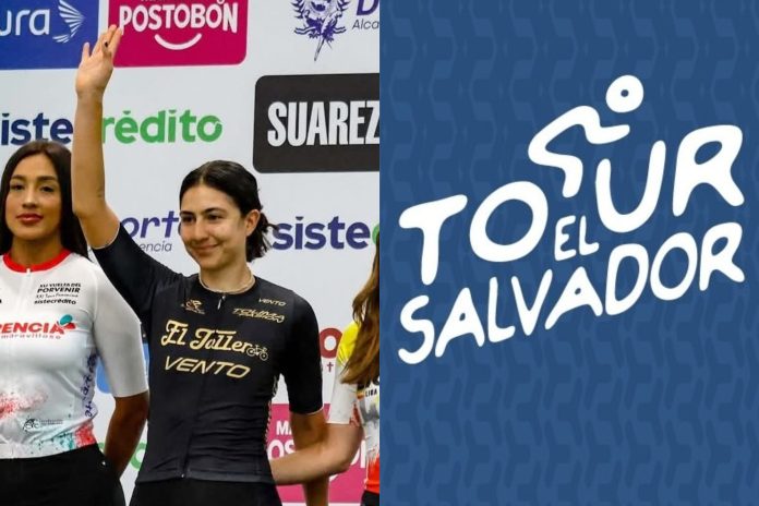 La ciclista colombiana dio valor a la competencia. Fotos cortesía: Angélica Delgado y Tour El Salvador.