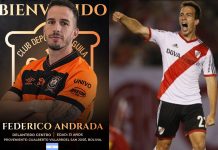 Águila anunció a su nuevo extranjero, el exjugador de River Plate, Federico Andrada El nuevo refuerzo 'Emplumado' fue formado en River. Fotos cortesía: CD Águila y Federico Andrada.