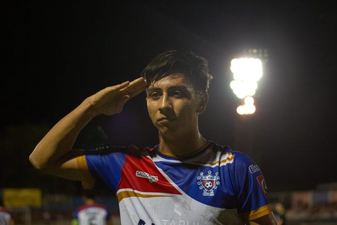 El juvenil de 18 años, Elmer Rodríguez, anotó el definitivo 3-2. Foto cortesía: Luis Ángel Firpo.