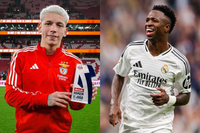 Prestianni no estará en la vuelta. Foto cortesía: Benfica y Real Madrid.