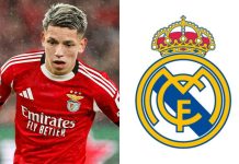 Gianluca Prestianni, del Benfica, insinúa ayudas al Real Madrid: “Ya no disimulan” El argentino se mostró molesto en redes sociales. Foto cortesía: Benfica y Real Madrid.