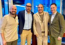 Yamil Bukele se reunió con autoridades de CONCACAF En orden de izquierda a defecha: Director de Competencias de CONCACAF, Carlos Fernández, Yamil Bukele, Presidente de CONCACAF, Victor Montagliani y Secretario General de CONCACAF, Philippe Moggio. Foto cortesía: Yamil Bukele.