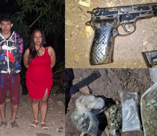 Capturan a dos sujetos que circulaban sobre motocicleta sin placas por posesión de marihuana, en Ciudad Barrios