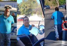 Detienen a motorista que arrancó retrovisor de un camión Foto: Cortesía.