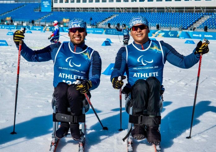 David Chávez y Jonathan Arias en Milano-Cortina. Foto cortesía: Gretchen Powers.