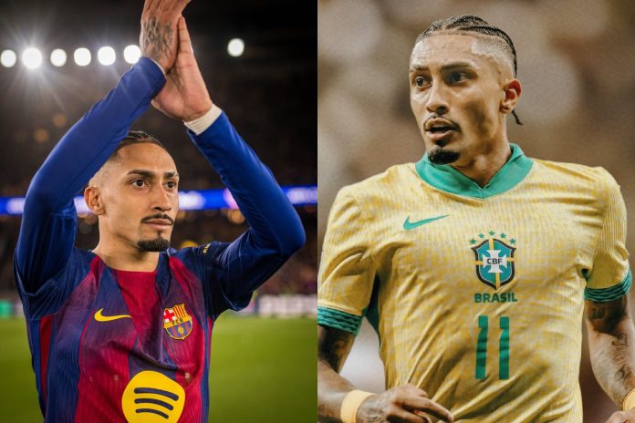 Los 'Culés' perderán a Raphinha. Foto cortesía: FC Barcelona y CBF.