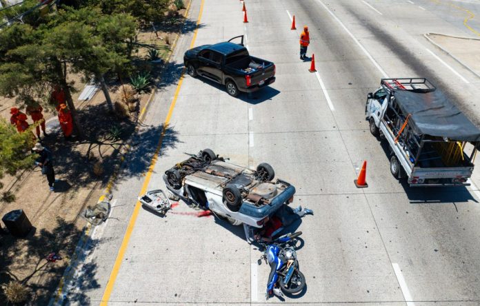 Simulacro de accidente de tránsito realizado durante la Semana Santa.