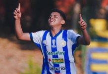 Isidro Metapán venció por la mínima al Once Municipal y clasificó a octavos de Copa Presidente Fue el primer gol de Uriel con los 'Jaguares'. Foto cortesía: Isidro Metapán.