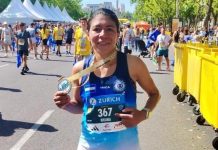 Histórico: la soldado de la Fuerza Armada, Idelma Delgado, rompió el récord nacional de maratón femenino Idelma Delgado rompió el récord nacional femenino. Foto cortesía: Merino Monroy.
