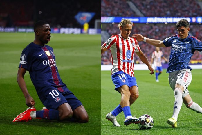 Los franceces tomaron ventaja, 'Colchoneros' y 'Gunners' empataron. Fotos cortesía: PSG y Arsenal.