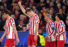 El Barcelona cayó en casa ante el Atlético y complica su clasificación a semis de Champions El Atlético pegó primero. Foto cortesía: UEFA Champions League.