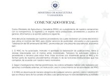 Ministerio de Agricultura y Ganadería denuncia estafa por cobros indebidos a nombre de la institución Foto: Cortesía.