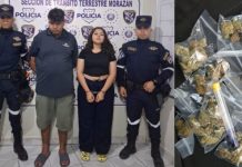 Capturan a dos personas con marihuana oculta en termo durante control vehicular en San Francisco Gotera