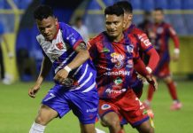 FAS rescató el empate sobre el final ante Cacahuatique en la ida de cuartos Empate en el Cuscatlán. Foto cortesía: Primera División.