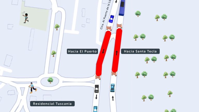 VMT anuncia cierres temporales en carretera al Puerto de La Libertad por instalación de pasarela en sector Tuscania