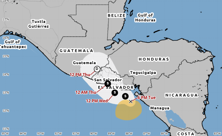 Tormenta tropical Cristina podría ingresar a El Salvador la madrugada del jueves