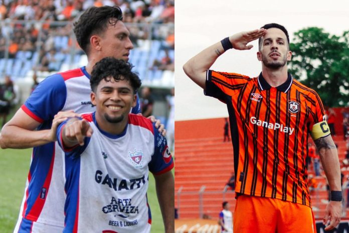 Nelson Díaz anotó para los 'Pamperos' y Federico Andrada para los 'Emplumados'. Foto cortesía: Luis Ángel Firpo y Club Deportivo Águila.