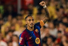 Hat-trick perfecto de Raphinha. Foto cortesía: FC Barcelona.