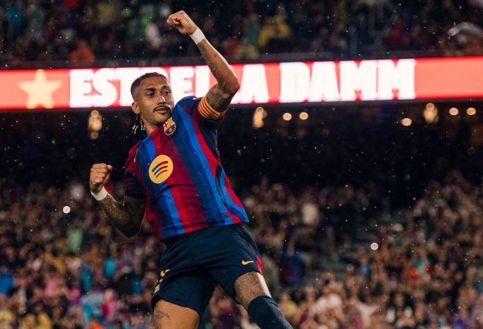 Triplete de Raphinha. Foto cortesía: FC Barcelona.