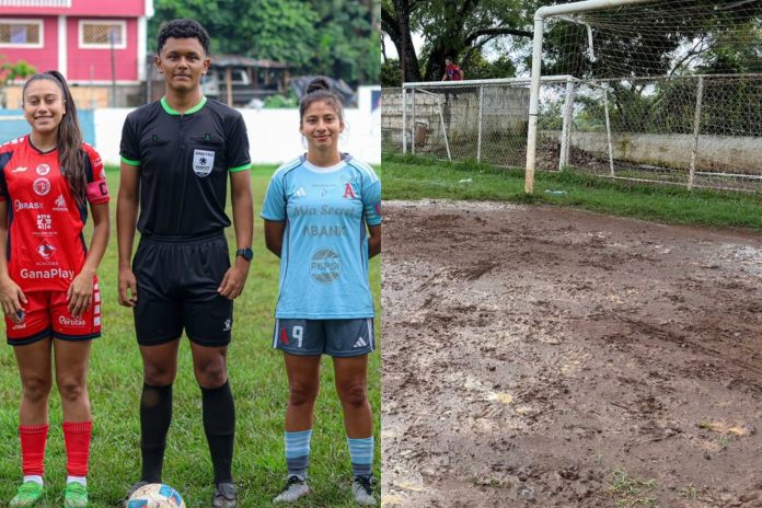 Mal estado del terreno de juego del Estadio Boillat. Foto cortesía: Alianza Women.