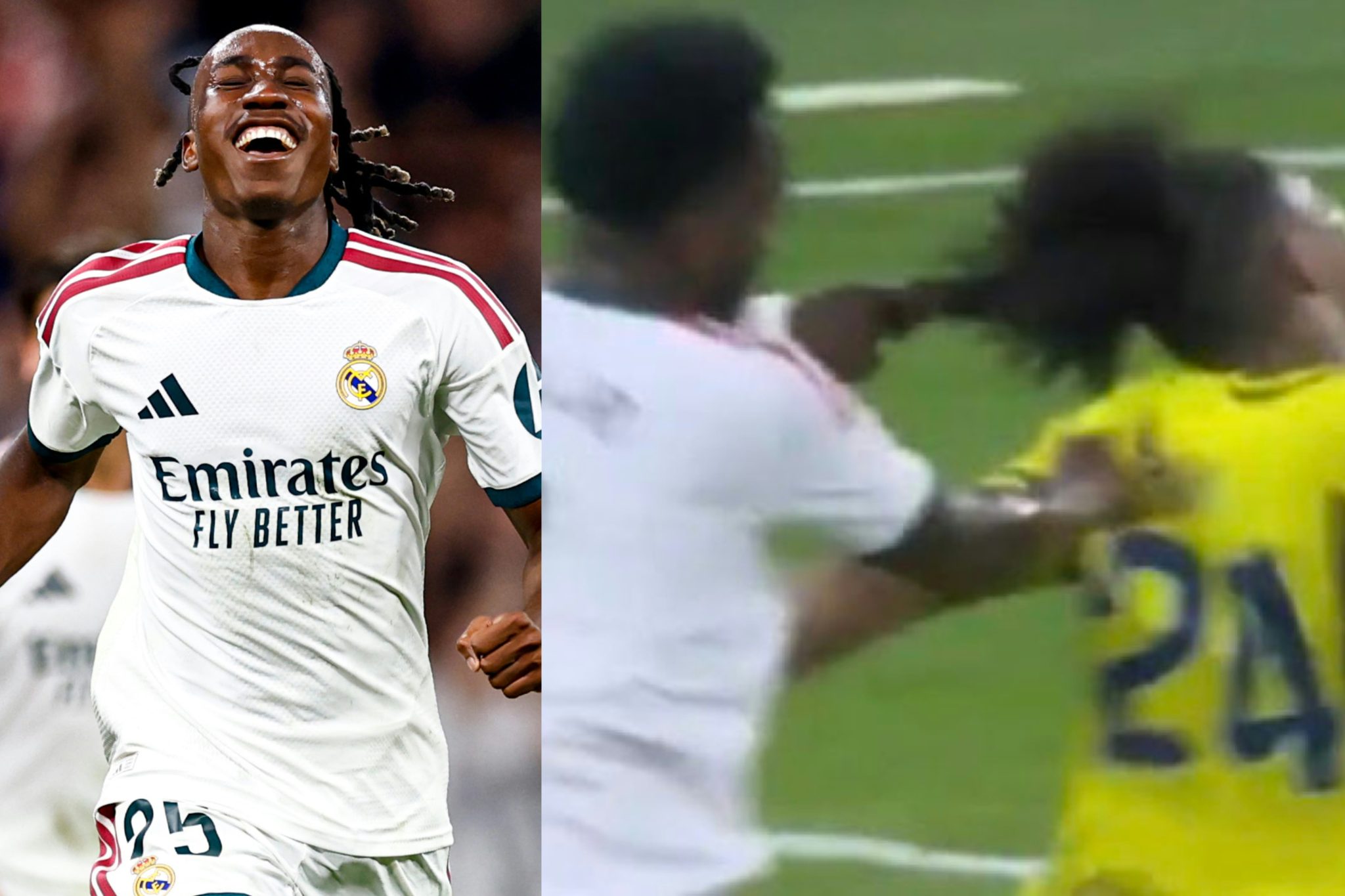 Diomande marcó su primer gol, Vinicius Júnior fue expulsado. Foto cortesía: Real Madrid y captura de pantalla.